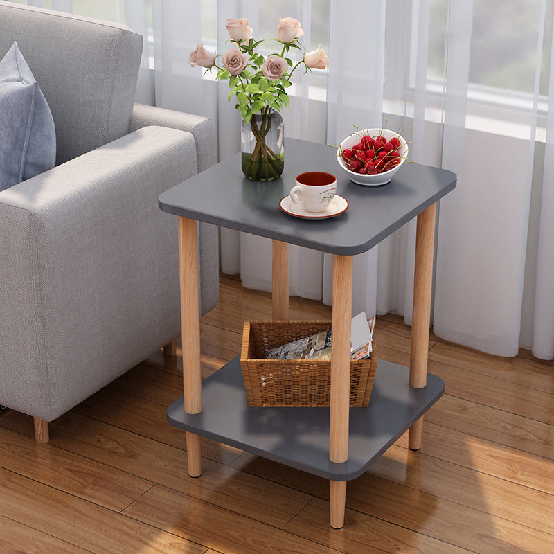 Wood 4 Legs End Table Modern Side End Snack Table for Living Room