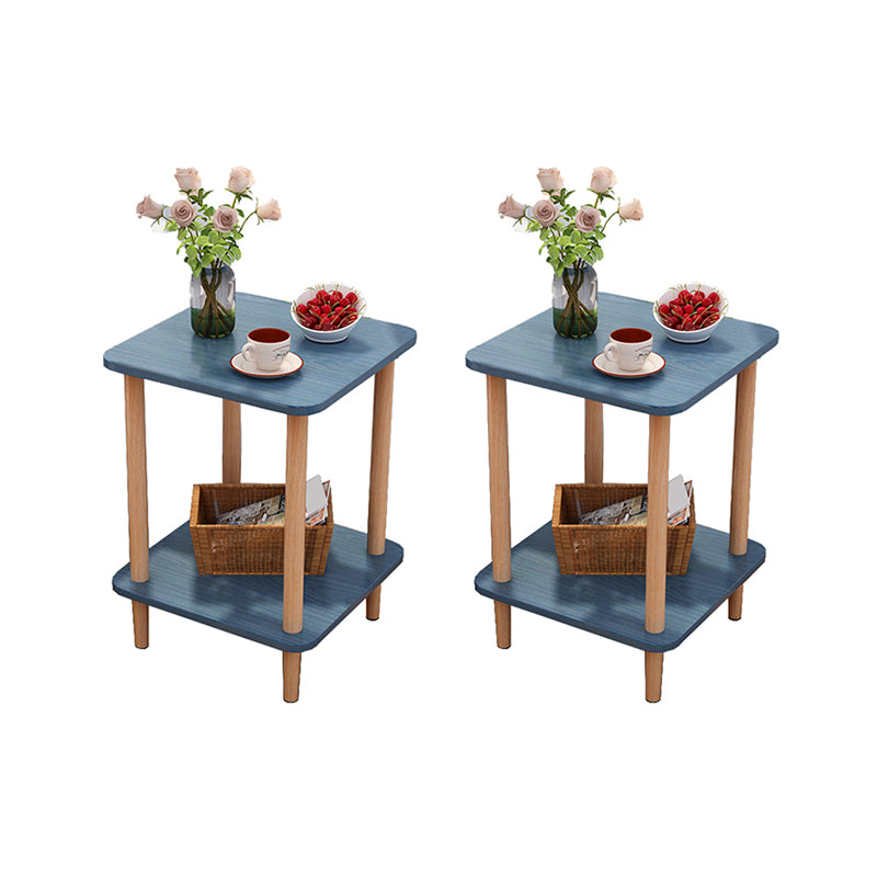 Wood 4 Legs End Table Modern Side End Snack Table for Living Room