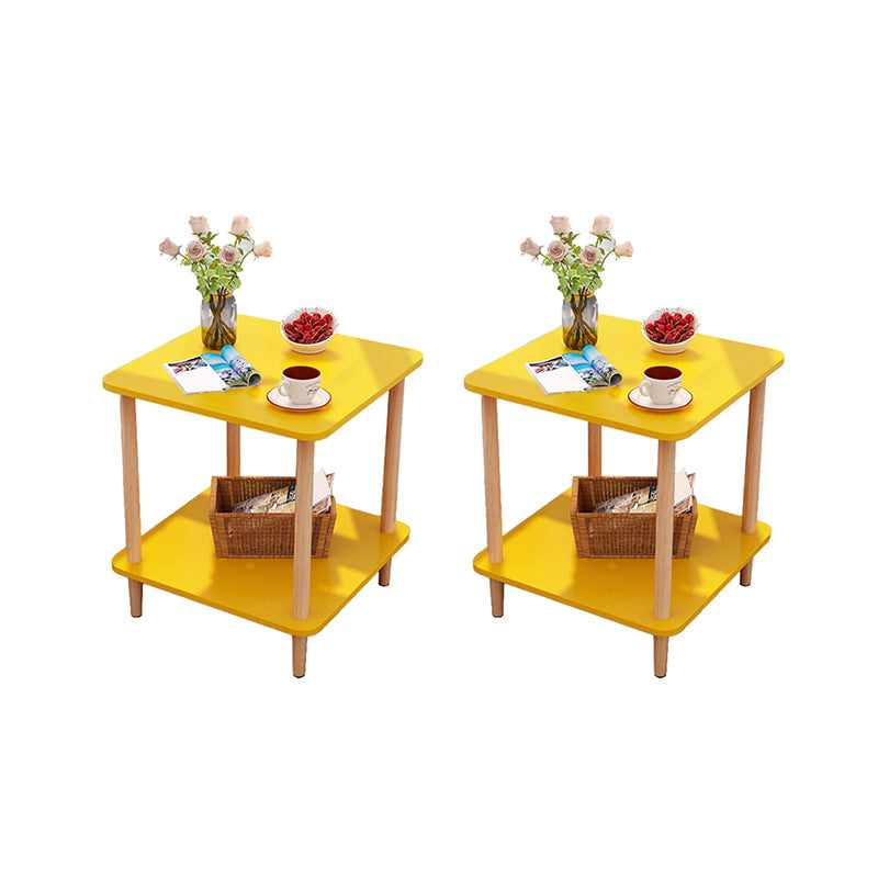 Wood 4 Legs End Table Modern Side End Snack Table for Living Room