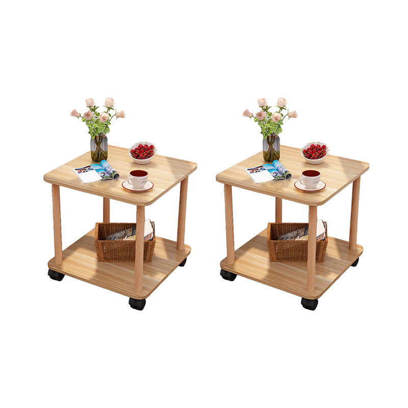 Wood 4 Legs End Table Modern Side End Snack Table for Living Room