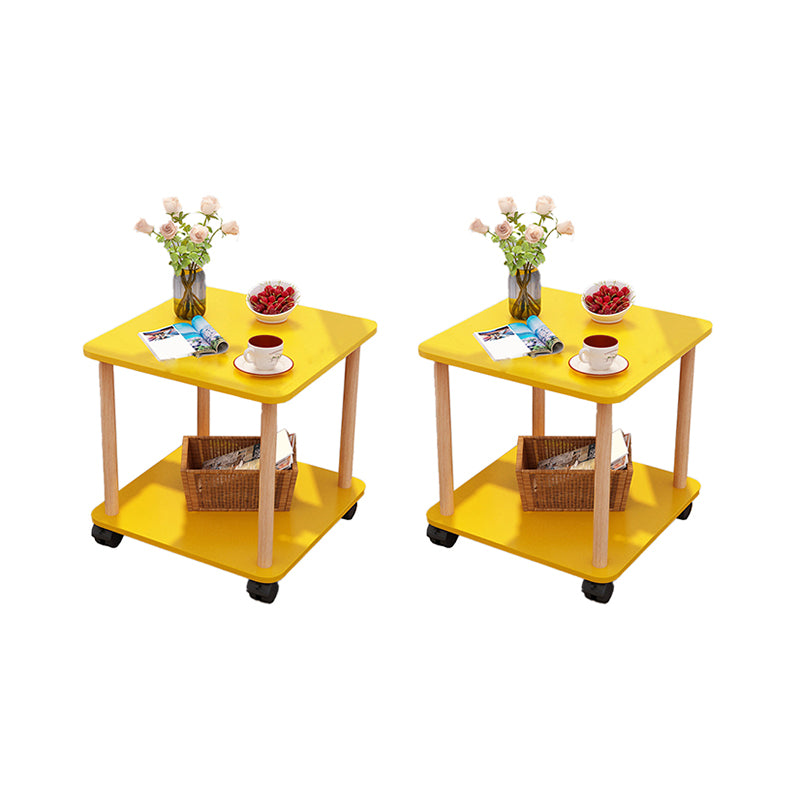 Wood 4 Legs End Table Modern Side End Snack Table for Living Room