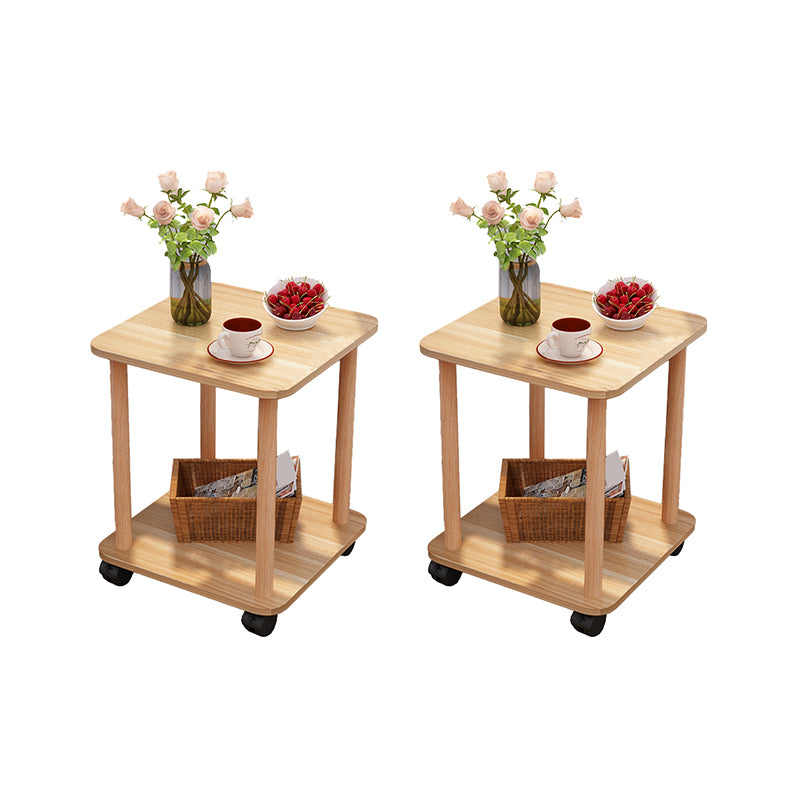 Wood 4 Legs End Table Modern Side End Snack Table for Living Room