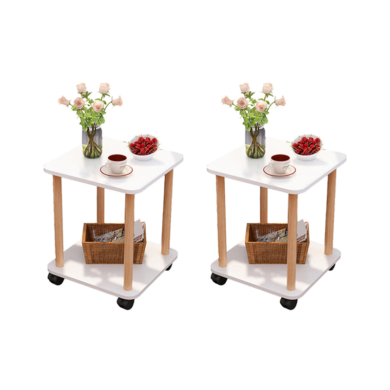 Wood 4 Legs End Table Modern Side End Snack Table for Living Room