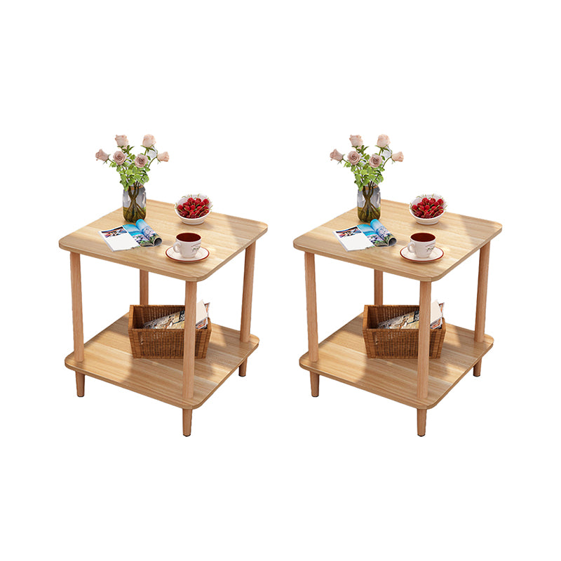 Wood 4 Legs End Table Modern Side End Snack Table for Living Room