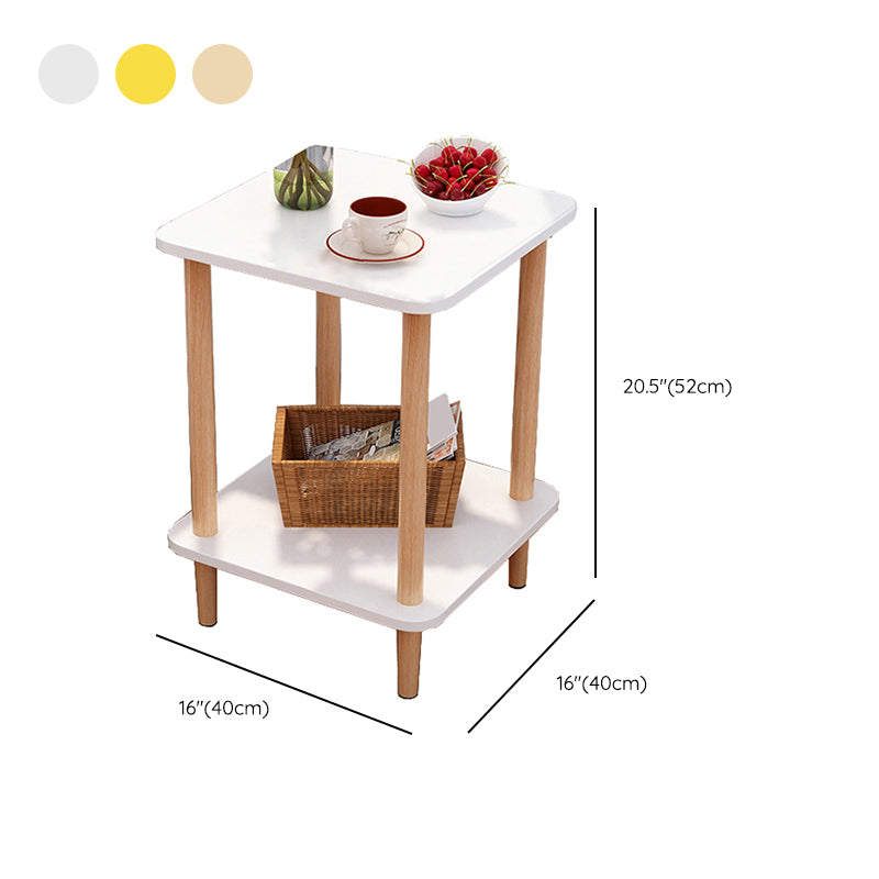 Wood 4 Legs End Table Modern Side End Snack Table for Living Room