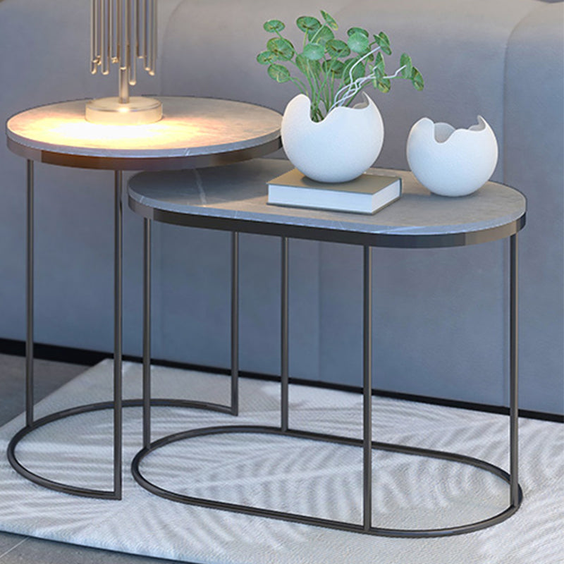 Luxurious Stone Top End Table Metal Frame Sofa Side Accent Table