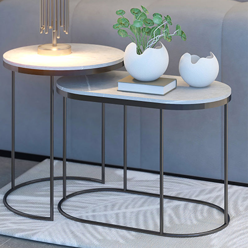 Luxurious Stone Top End Table Metal Frame Sofa Side Accent Table