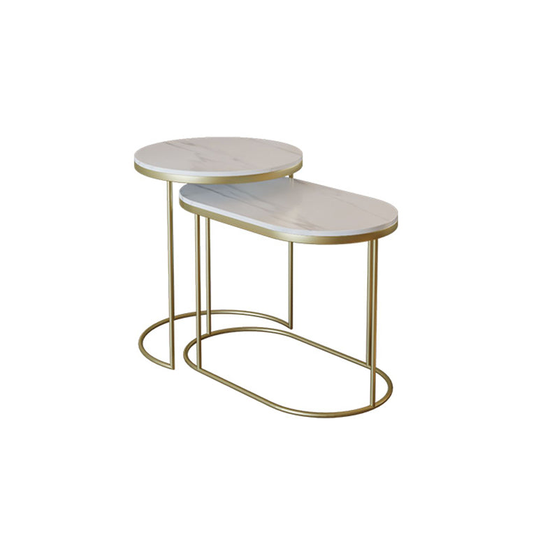 Luxurious Stone Top End Table Metal Frame Sofa Side Accent Table