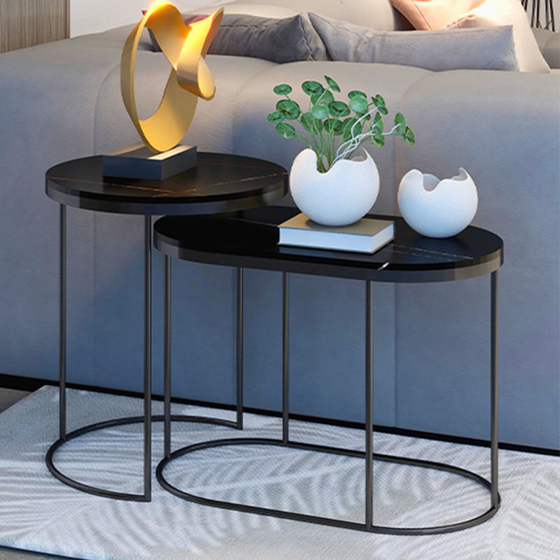 Luxurious Stone Top End Table Metal Frame Sofa Side Accent Table