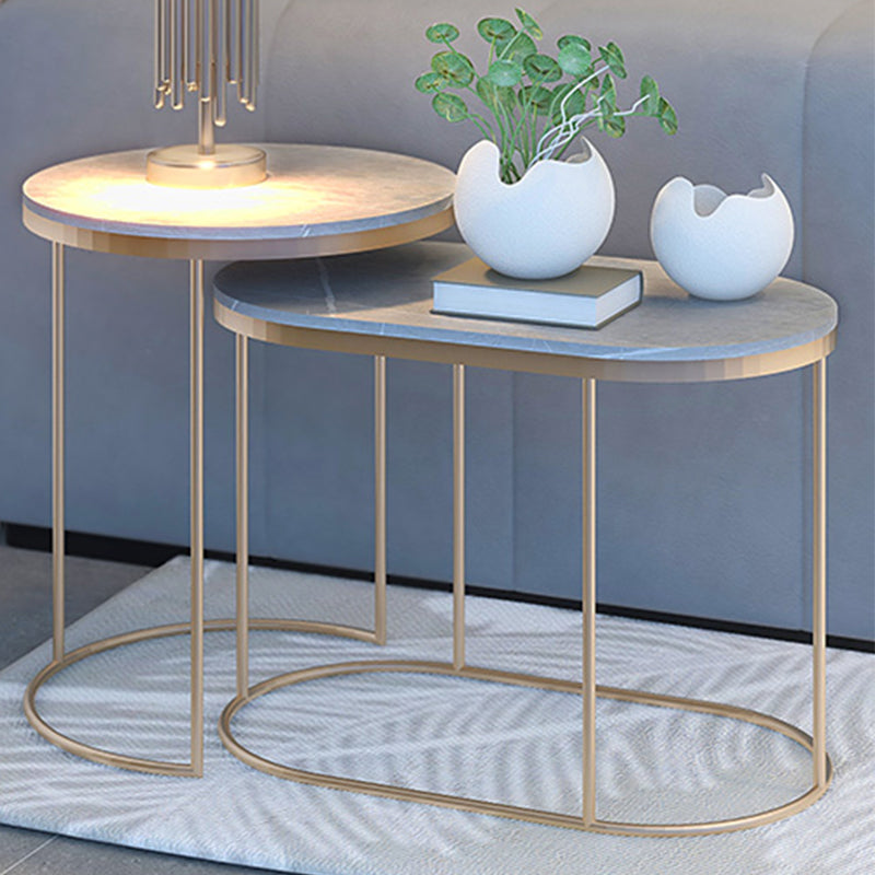 Luxurious Stone Top End Table Metal Frame Sofa Side Accent Table