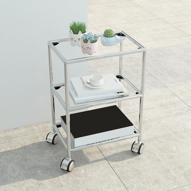 22.44" Tall 4 Legs Side Table with Shelves Modern Metal End Table Stand