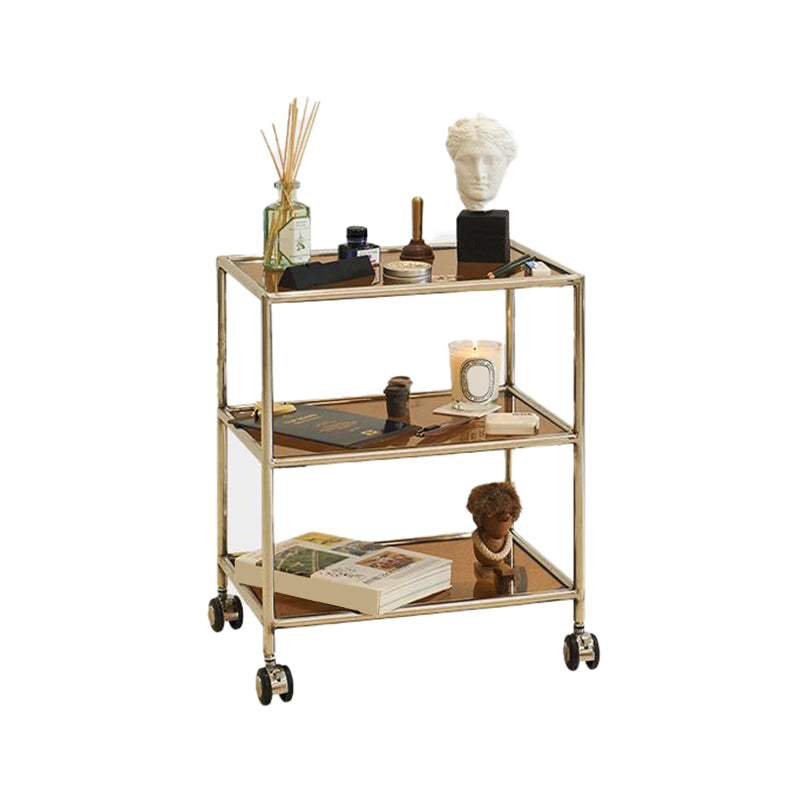 22.44" Tall 4 Legs Side Table with Shelves Modern Metal End Table Stand