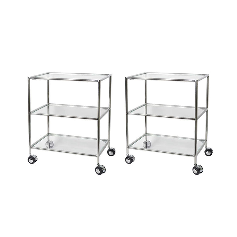 22.44" Tall 4 Legs Side Table with Shelves Modern Metal End Table Stand