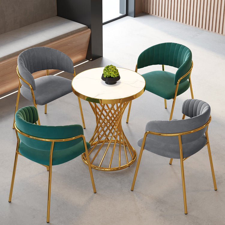 Upholstered Dining Chair Glam Style Open Back Arm Chair for Dining Room