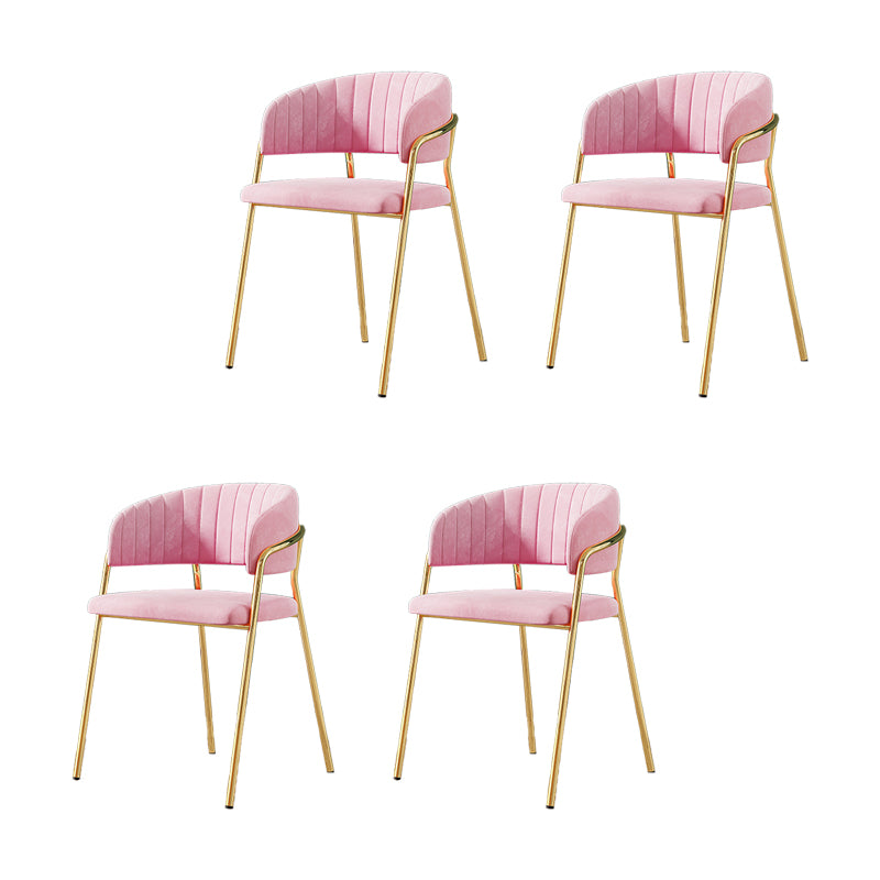 Upholstered Dining Chair Glam Style Open Back Arm Chair for Dining Room