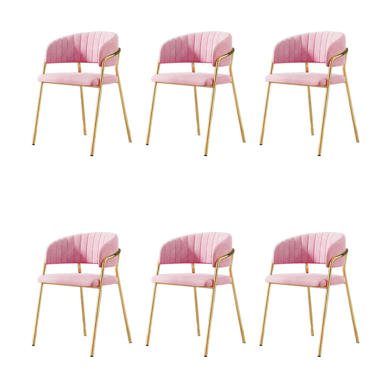 Upholstered Dining Chair Glam Style Open Back Arm Chair for Dining Room