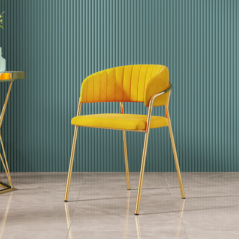 Upholstered Dining Chair Glam Style Open Back Arm Chair for Dining Room