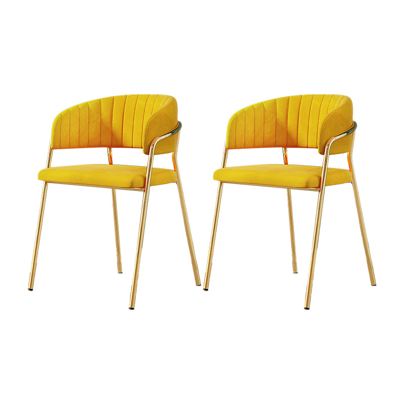 Upholstered Dining Chair Glam Style Open Back Arm Chair for Dining Room
