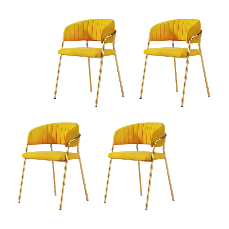 Upholstered Dining Chair Glam Style Open Back Arm Chair for Dining Room