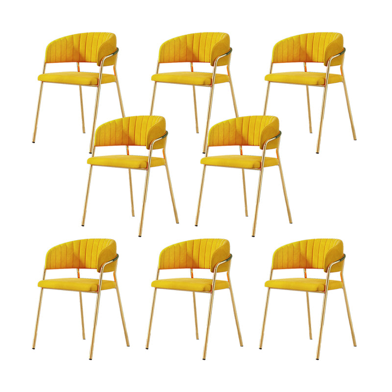 Upholstered Dining Chair Glam Style Open Back Arm Chair for Dining Room