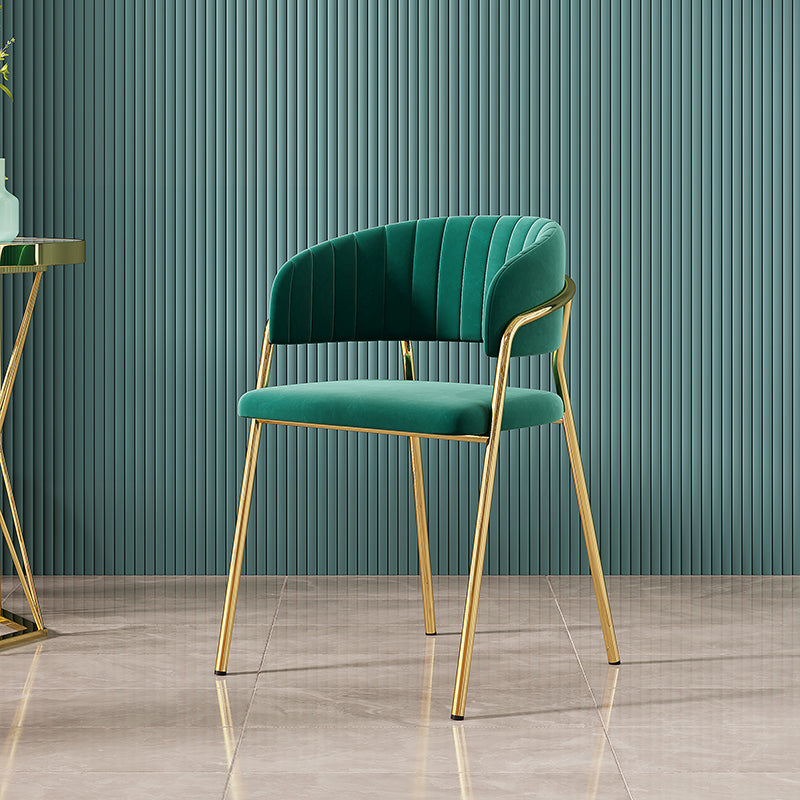 Upholstered Dining Chair Glam Style Open Back Arm Chair for Dining Room