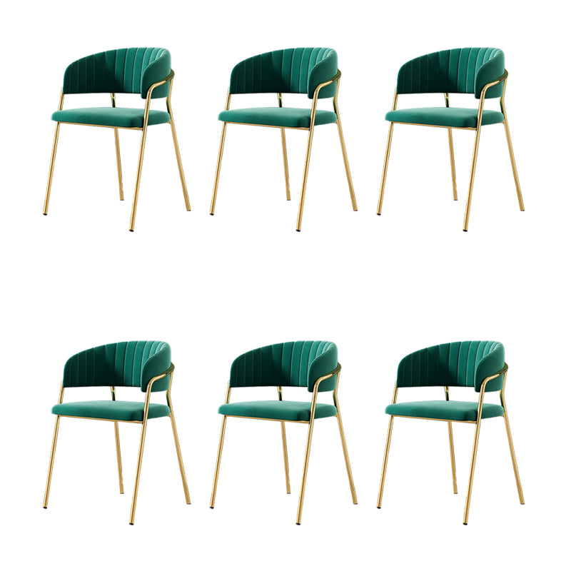 Upholstered Dining Chair Glam Style Open Back Arm Chair for Dining Room