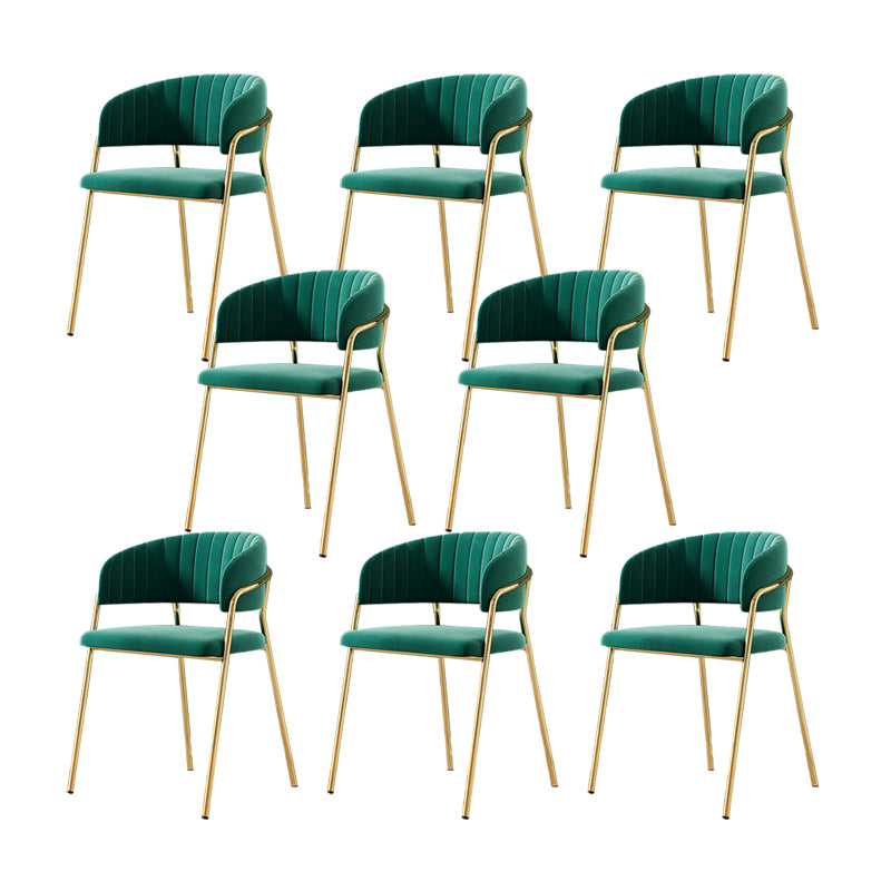 Upholstered Dining Chair Glam Style Open Back Arm Chair for Dining Room