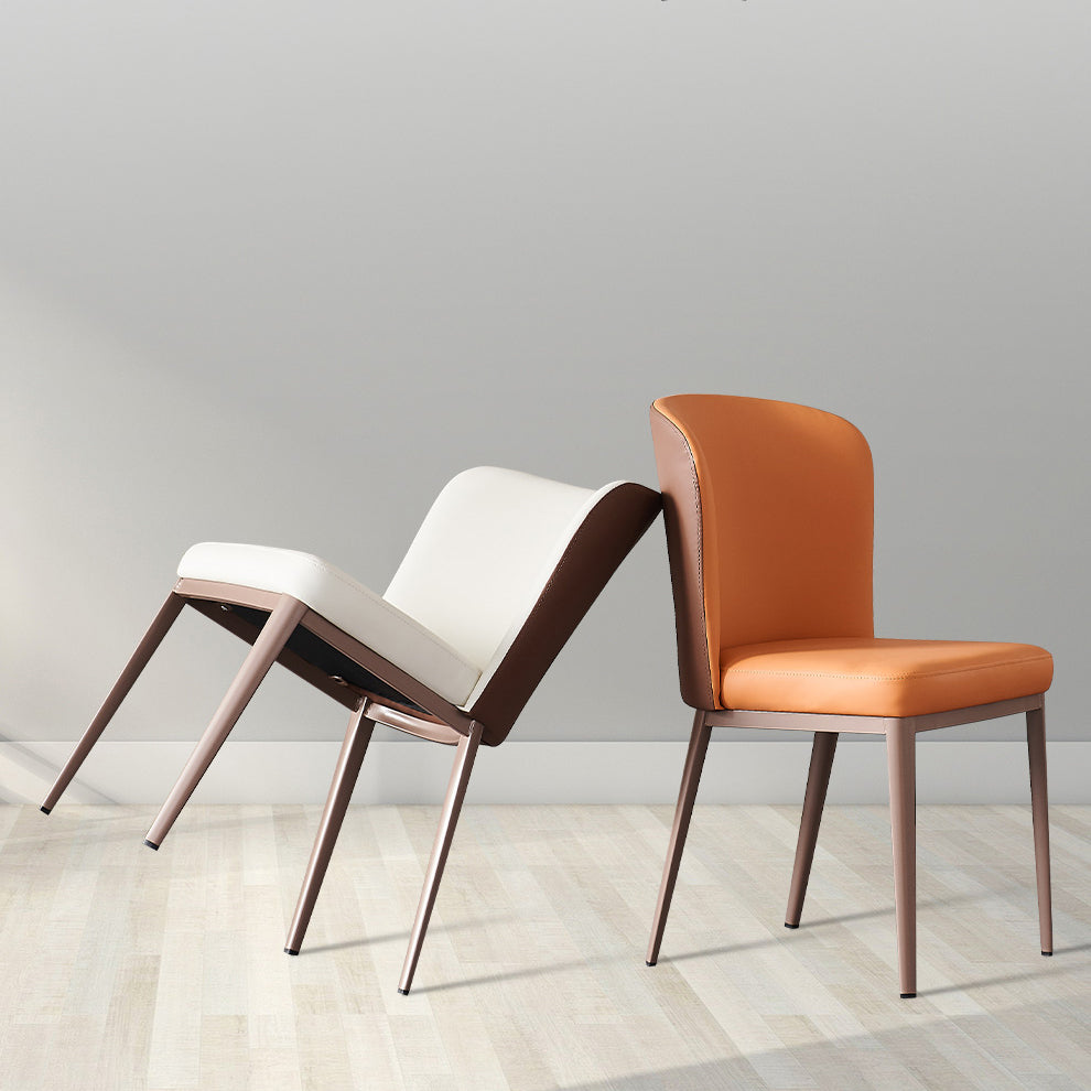 Dining Room Metal Legs Chair Faux Leather Parsons Dining Chair