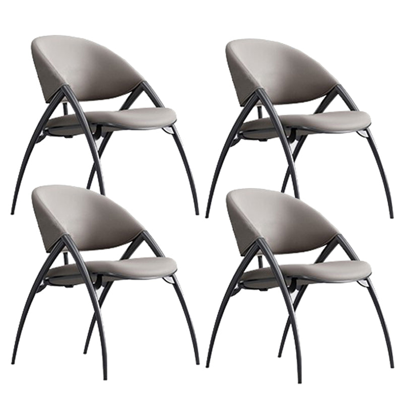 Glam Kitchen Upholstered Side Chair Metal Legs Dining Armless Chair