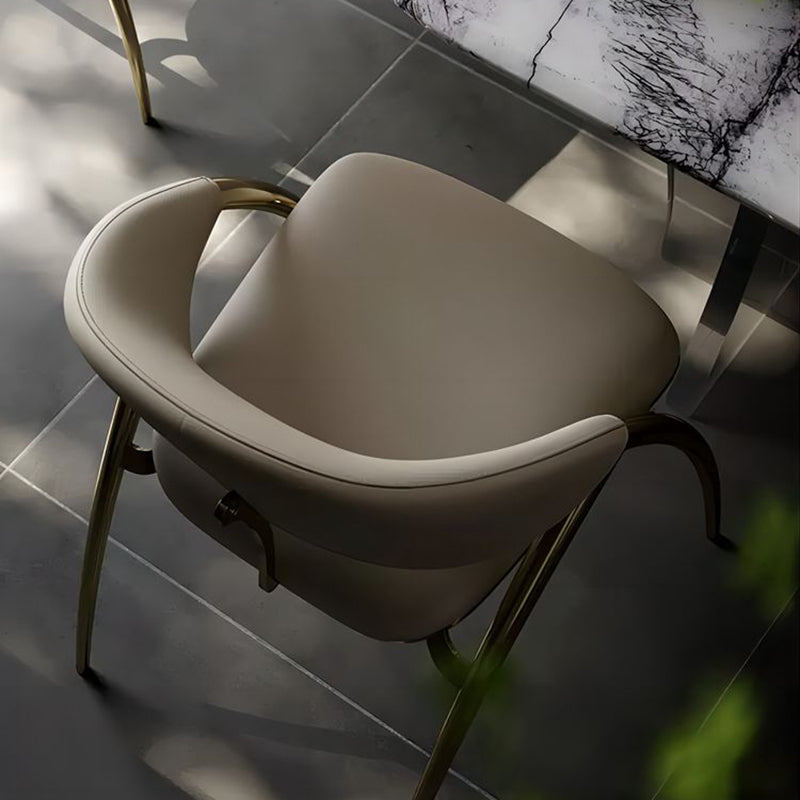 Glam Kitchen Upholstered Side Chair Metal Legs Dining Armless Chair