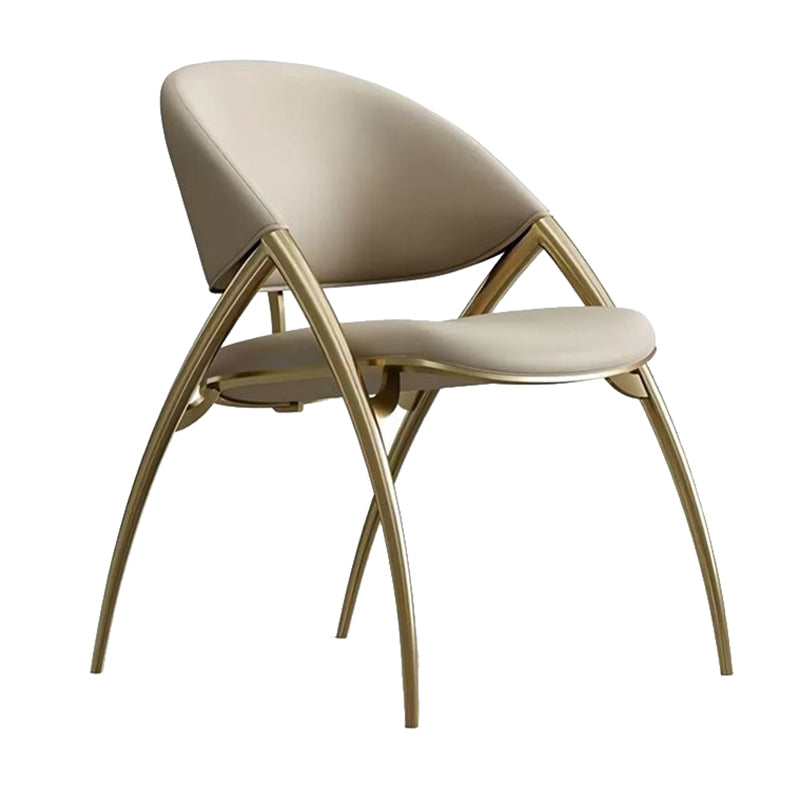 Glam Kitchen Upholstered Side Chair Metal Legs Dining Armless Chair