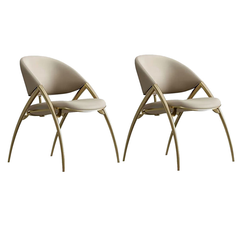 Glam Kitchen Upholstered Side Chair Metal Legs Dining Armless Chair