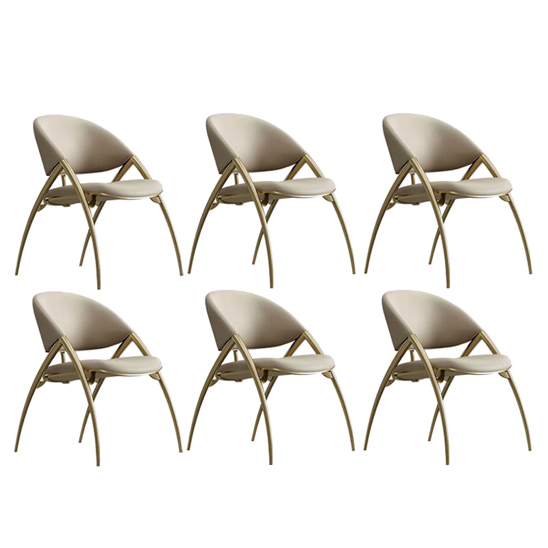 Glam Kitchen Upholstered Side Chair Metal Legs Dining Armless Chair