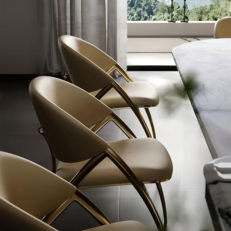 Glam Kitchen Upholstered Side Chair Metal Legs Dining Armless Chair