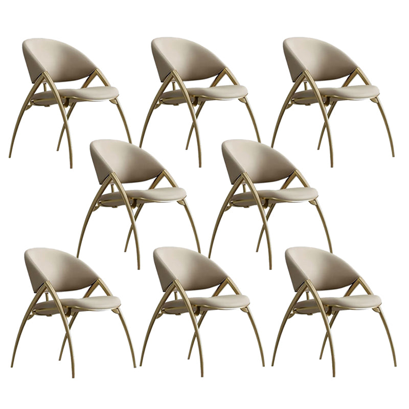 Glam Kitchen Upholstered Side Chair Metal Legs Dining Armless Chair