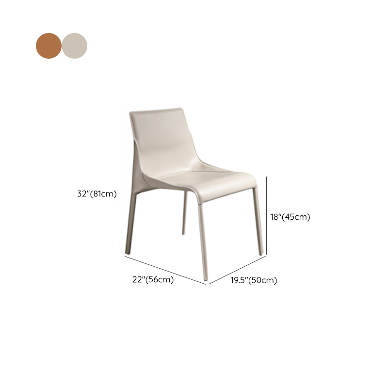 Faux Leather Contemporary Armless Chair Home Metal Dining Chair