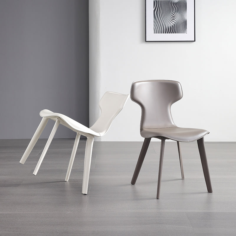 Contemporary Faux Leather Armless Chair Home Metal Dining Chair
