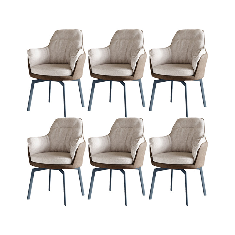 Industrial Kitchen Dining Chairs Fabric Arm Dining Chairs with Metal Legs