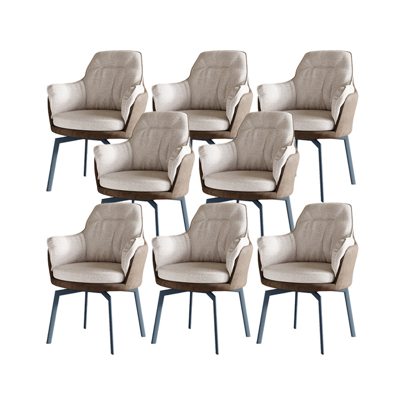 Industrial Kitchen Dining Chairs Fabric Arm Dining Chairs with Metal Legs