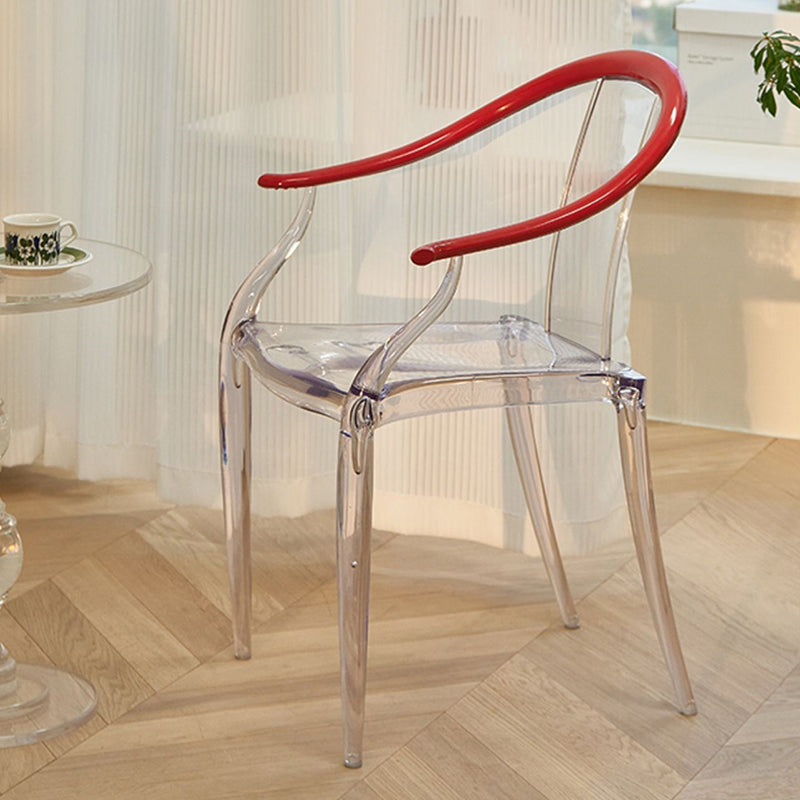 Contemporary Kitchen Dining Arm Chair Slat Back Plastic Chair