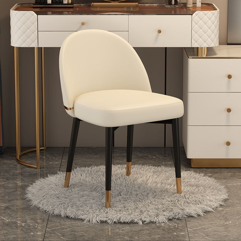Nordic Kitchen Dining Chairs Faux Leather Parsons Armless Chair