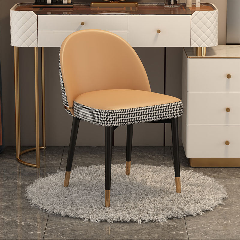 Nordic Kitchen Dining Chairs Faux Leather Parsons Armless Chair