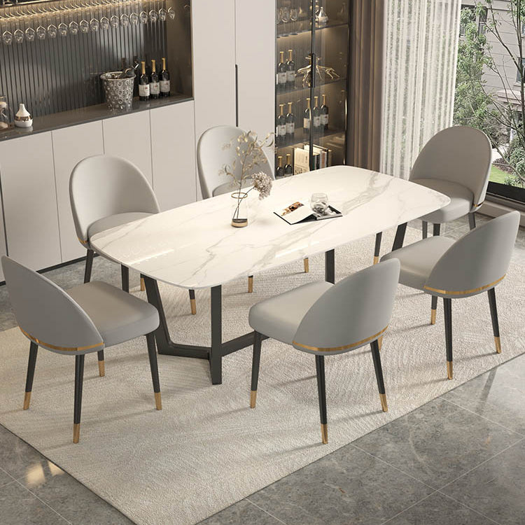 Nordic Kitchen Dining Chairs Faux Leather Parsons Armless Chair