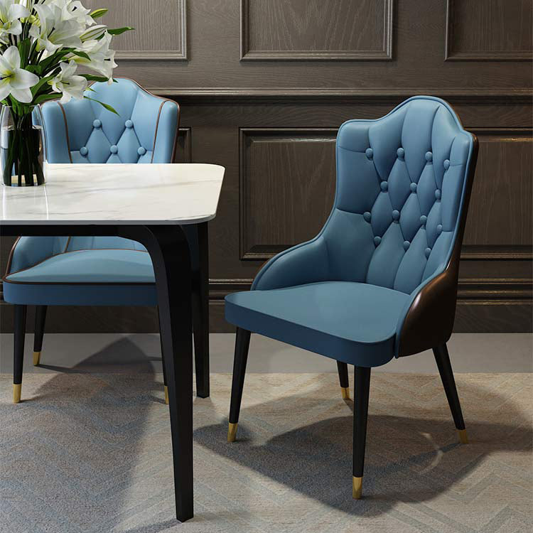Tufted Parsons Chair Industrial Kitchen Dining Chairs with Metal Legs