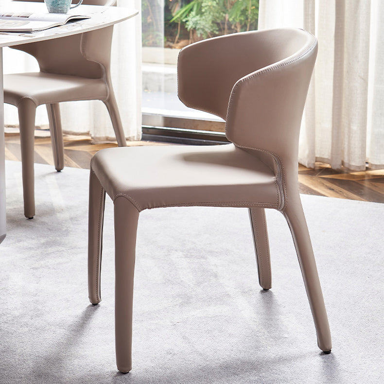 Faux Leather Dining Chairs Industrial Wingback Side Chair for Dining Room