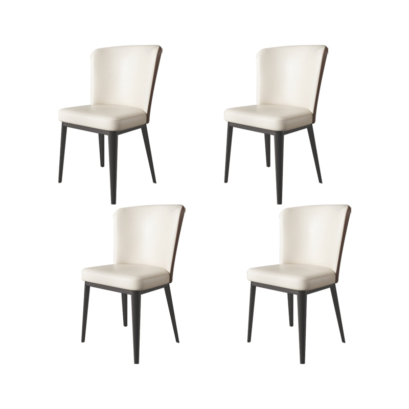 Faux Leather Dining Chairs Modern Parsons Armless Chair for Dining Room