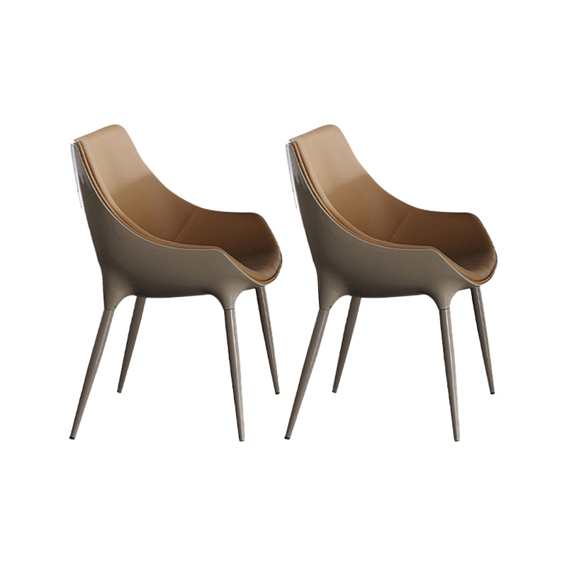 Modern Style Dining Chairs Faux Leather Kitchen Chairs with Metal Legs