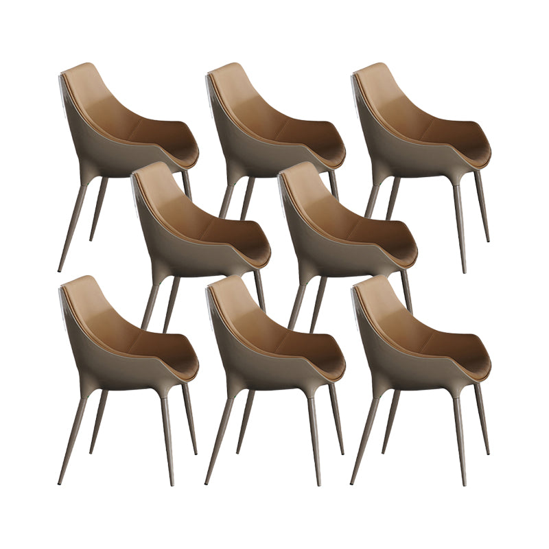 Modern Style Dining Chairs Faux Leather Kitchen Chairs with Metal Legs