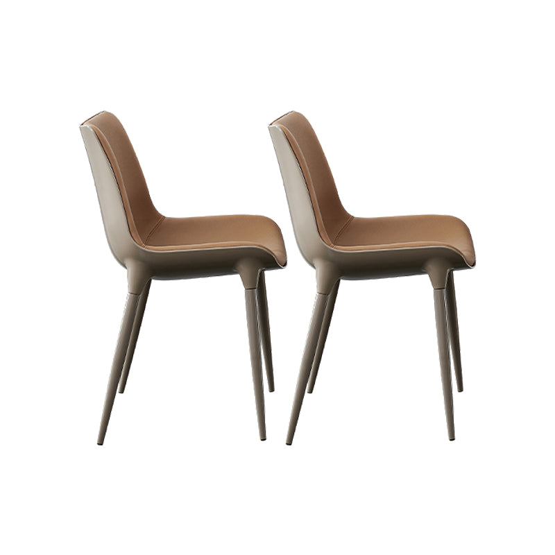 Modern Style Dining Chairs Faux Leather Kitchen Chairs with Metal Legs