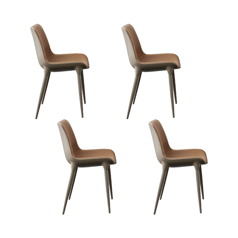 Modern Style Dining Chairs Faux Leather Kitchen Chairs with Metal Legs